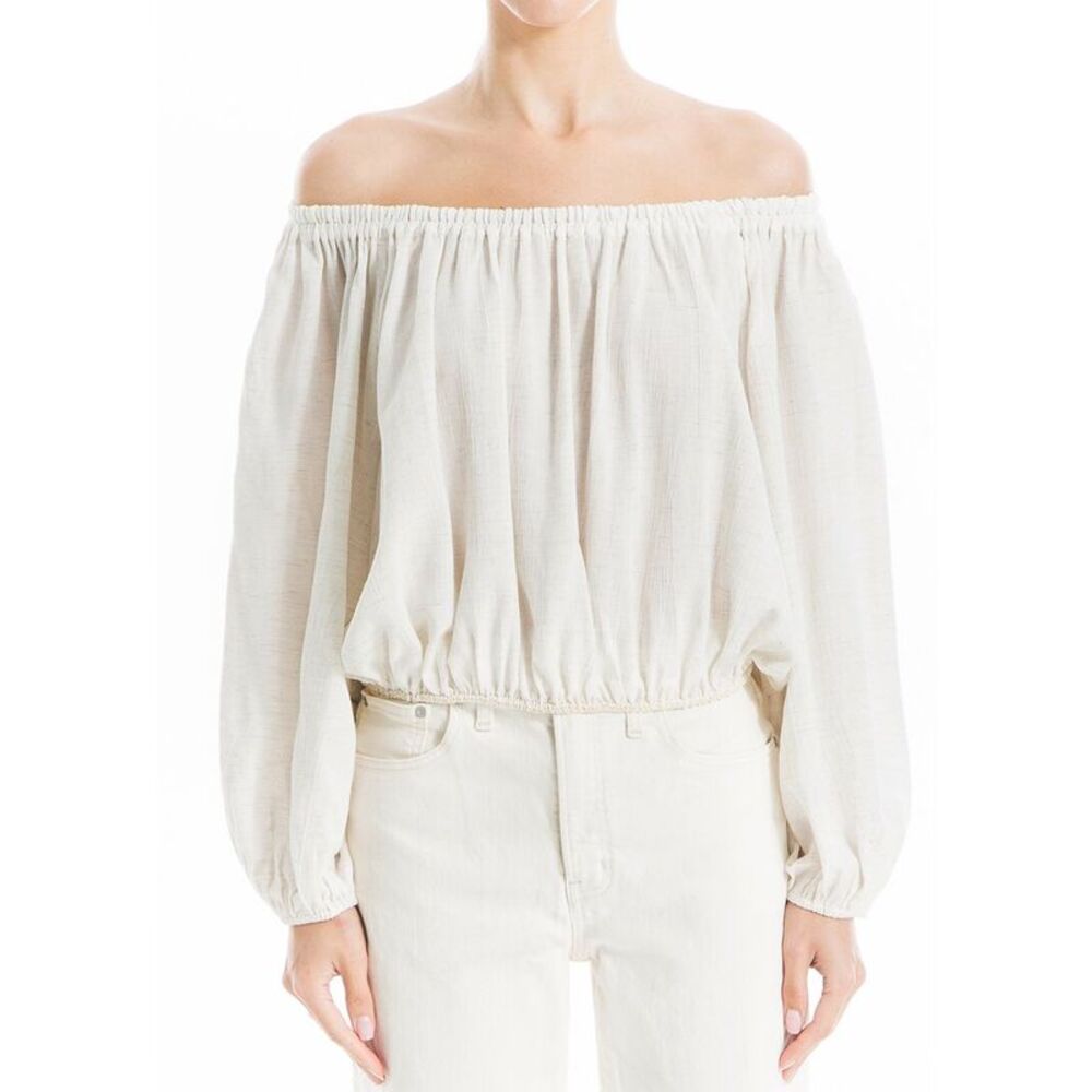 Max Studio Off-White Off-the-Shoulder Long Sleeve Top